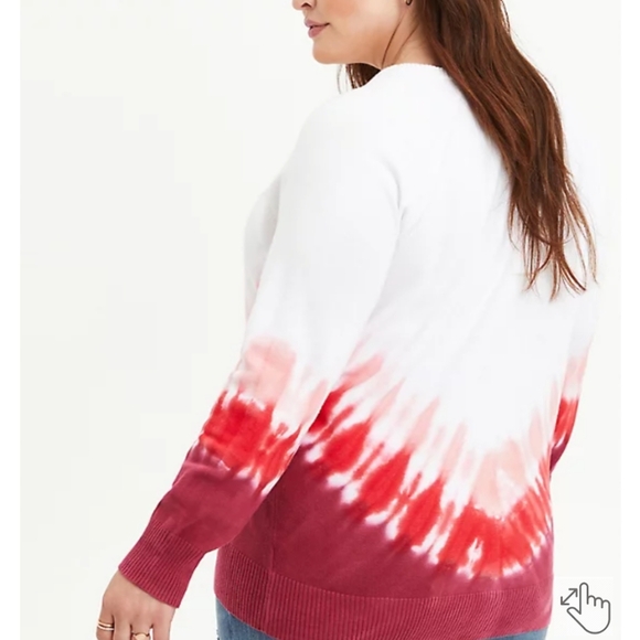 NWT Torrid White RED Tie Dye Sweater Sz - Picture 3 of 6